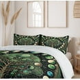thumbnail image 4 of Ambesonne Green Duvet Cover Set, Tree of Life Enhance Night, Queen, Black Ecru Fern Green, 4 of 5