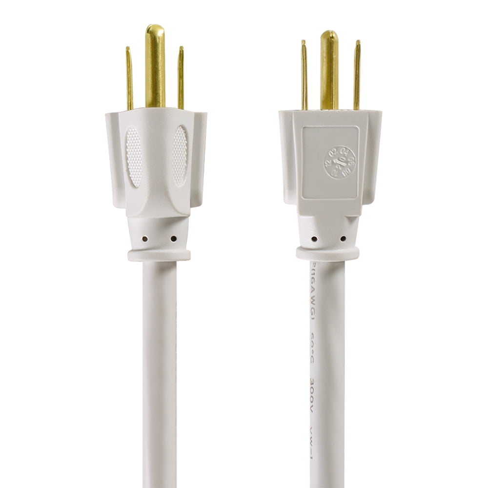Quality plastic extension cable 3m H05VV-F 3G1.5 white with a flat plug and  double coupling