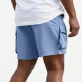 thumbnail image 4 of Garbnen Cargo Shorts Men Quick Dry Bermuda Shorts Men Drawstring Breathable Fitness Basketball Men's Athletic Shorts with Pockets Blue XXXL, 4 of 5