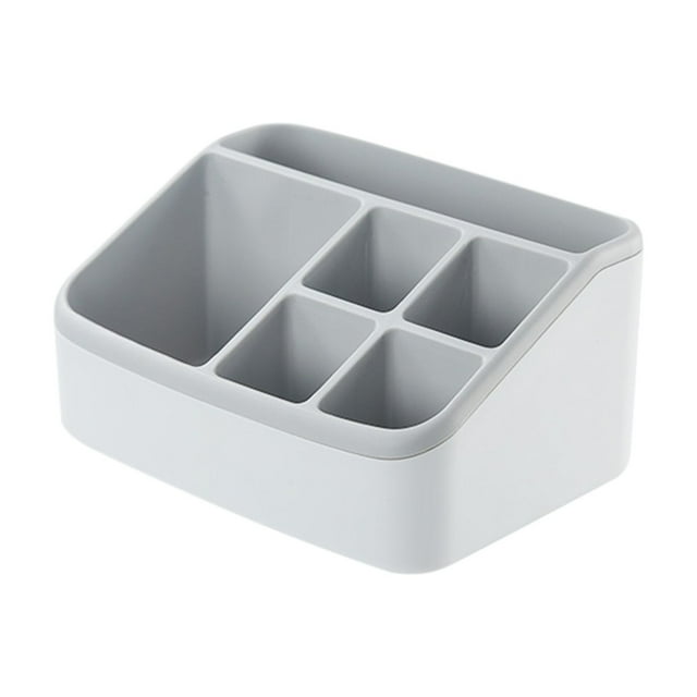 Bathroom Counter Organizer 6-Slot Plastic Storage Box for Toothbrushes Toothpaste Makeup Brushes Pens Razors 8.85 in x 6.49 in x 4.52 in