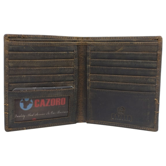 RFID Blocking Men's Slim Bifold Hipster Credit Card Vintage Leather European Wallet