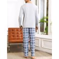 thumbnail image 3 of Aivtalk Mens Pajamas Loungewear Set PJ Long Sleeve Shirts Plaid Pants Lightweight Soft Sleepwear 2 Piece M, 3 of 7