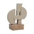 thumbnail image 2 of Modern Glam Abstract Sculpture - Geometric Design, Handmade Ecomix & Mango Wood, Elegant Home & Office Decor for Living Room, Bedroom & Desk, 13" Ivory Tan, 2 of 11