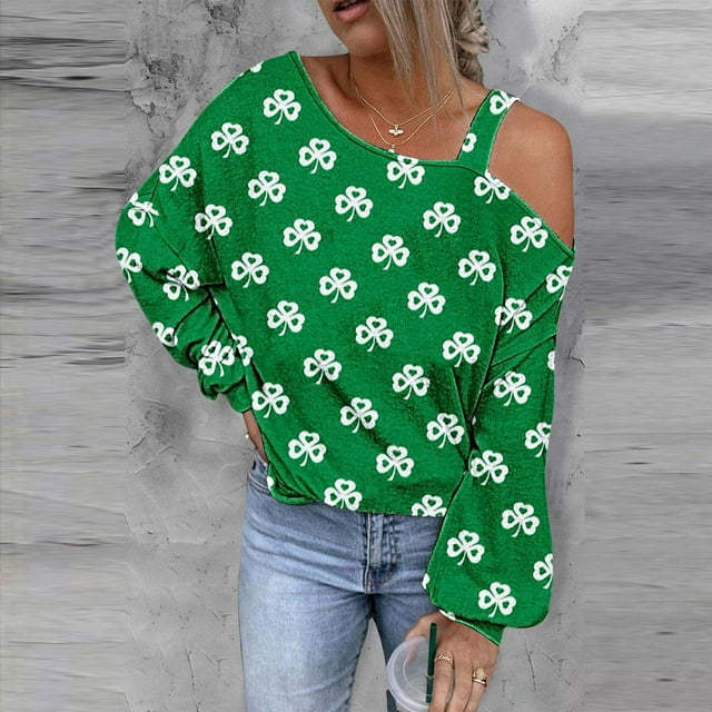 Femmes Tops Mode Femmes St.Patrick'S Day Imprimé Sweat-Shirt Graphique Manches Longues Pull-Over Tops