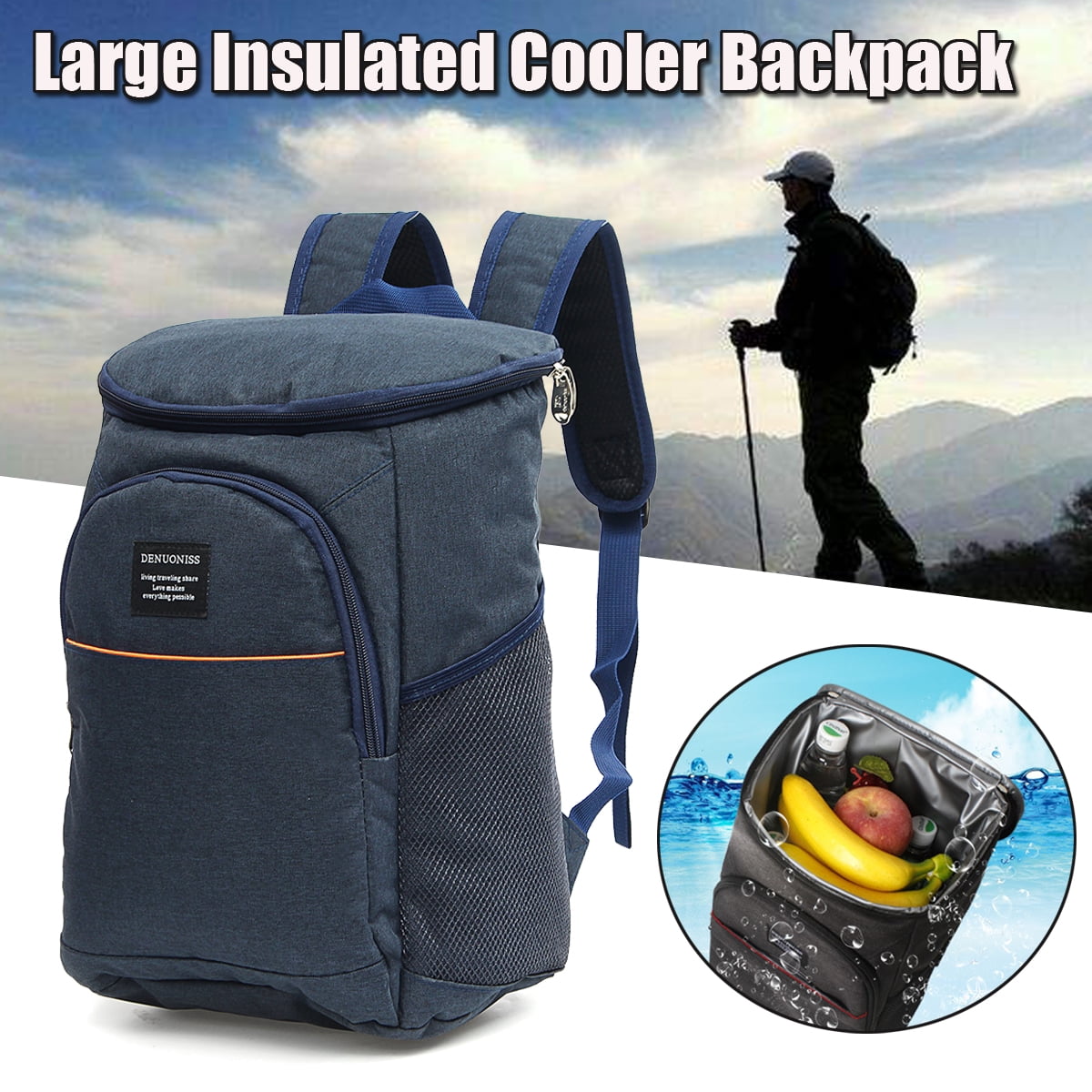 18L Large Insulated Cooler Backpack Picnic Camping Rucksack Cooling Bag ...