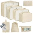 thumbnail image 1 of Organizador de maletas, juego de 8 cubos en 1, bolsas de almacenamiento de viaje impermeables, con neceser, bolsa impermeable para zapatos, artículos esenciales de viaje, 1 of 5