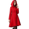 thumbnail image 5 of JINMGG Womens Coats Clearance, Winter Coats for Women Women Wool Bland Long Sleeve Windbreaker Climbing Single Breasted Outdoor Hooded Skirt Cardigan, 5 of 9