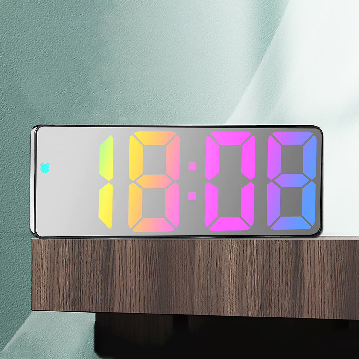 Digital Alarm Clock Colorful LED Electronic Clock USB/Battery Operated