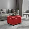 thumbnail image 2 of 24'' Leather Storage Ottoman Rectangular Foot Rest Stool with Nailhead Trim for Bedroom Living Room(Red), 2 of 8