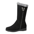 thumbnail image 5 of Mepaouo Mid Calf Snow Boots for Women Suede Low Wedges Fleece Lined Walking Winter Long Boots(Black,5.5), 5 of 6