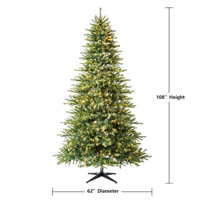 9' Pre-Lit Milford Pine Green Artificial Christmas Tree with