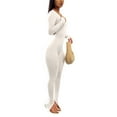 thumbnail image 4 of Aayomet Workout Jumpsuits For Women Women Fashion Yoga Jumpsuits Workout Ribbed Long Sleeve Sport Jumpsuits Backless,White XL, 4 of 5