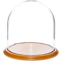 Plymor 11.75" x 12" Glass Display Dome Cloche (Oak Veneer Base)