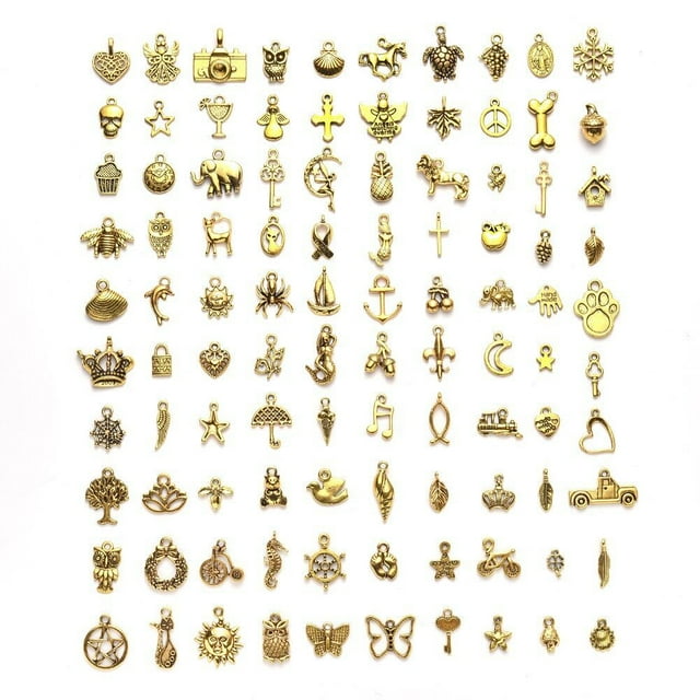 100 piezas al por mayor lotes a granel de oro colgantes tibetanos antiguos de oro mezclados DIY para pulsera collar fabricación de joyas y manualidades