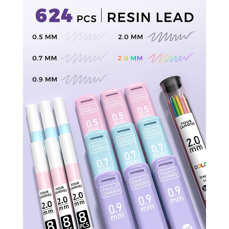 Four Candies, Mechanical Pencils with Lead Refills, 36PCS in Pink