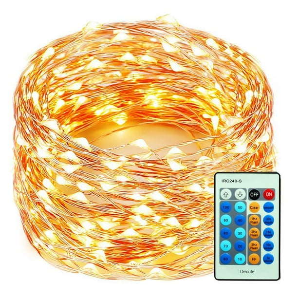 Control remoto String Light Decute, 300 LED, 30 m, cable de cobre, blanco cálido