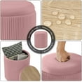 thumbnail image 5 of Pink Ottoman with Storage Set of 2 Velvet Upholstered Round Vanity Stool Footrest for Makeup Multifunction Support 300lbs Modern Ottoman Coffee Table Padded Seat for Living Room&Bedroom, 5 of 10