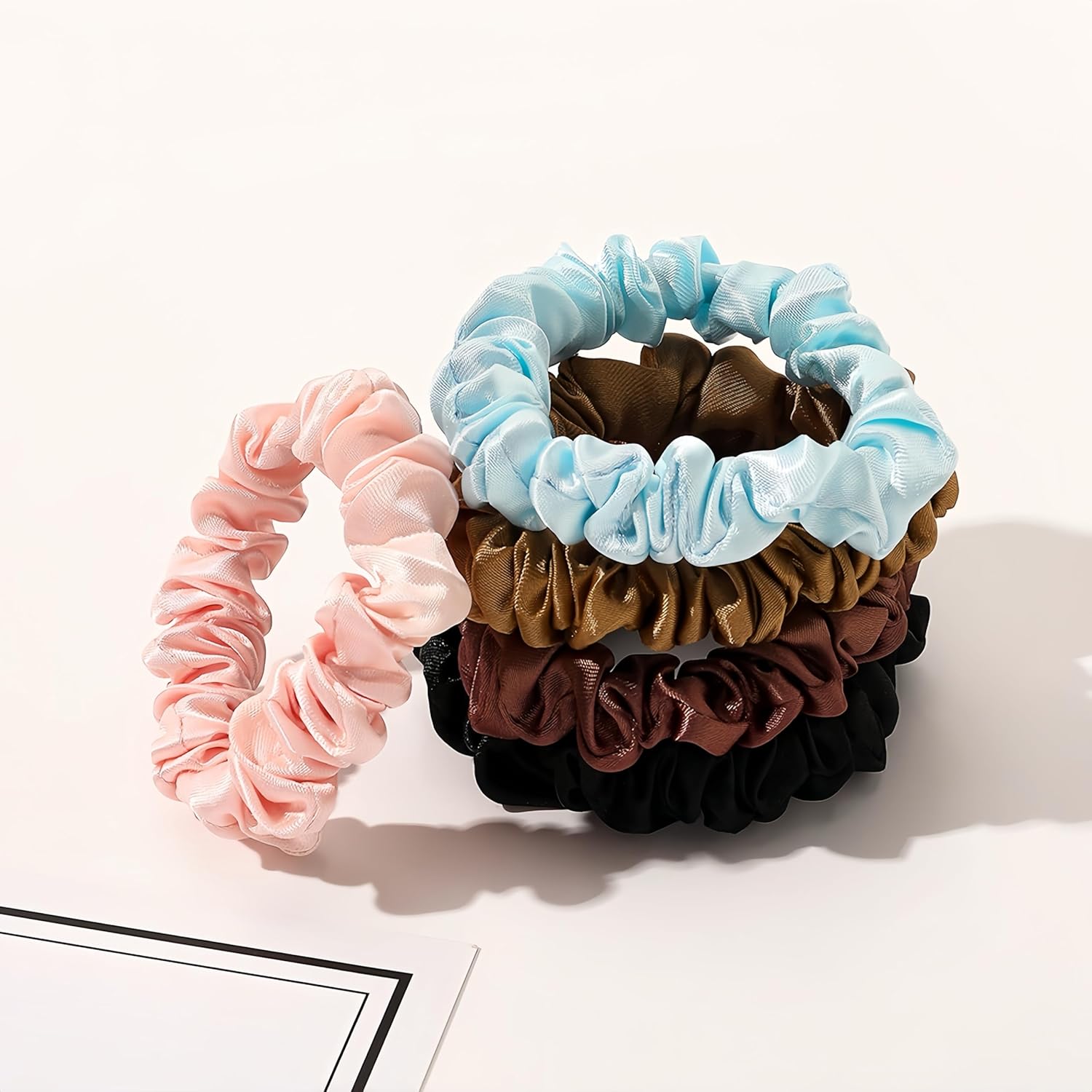 -25 pcs Scrunchies Silk Satin Hair Ties, Thin scrunchies for women, satin scrunchies bulk, hair ties no damage, Hair Accessories Gift for Women and Girls (Multi colored 1)
