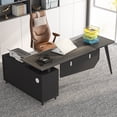 thumbnail image 2 of L-Shaped Computer Desk with File Cabinet, 78.74 Inch Large Executive Office Desk with Shelves, Grey, 2 of 7