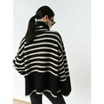 thumbnail image 4 of 1pcs striped turtleneck sweater--light bottom with black stripes, 4 of 5