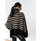 thumbnail image 4 of Jersey de punto a rayas para mujer, jersey de punto grueso, cálido y de gran tamaño para invierno, 4 of 5