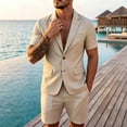 thumbnail image 2 of StSilkitty Men's 2 Piece Casual Outfits Short Sleeve Collared 2 Buttons Blazer and Shorts Set Summer Lightweight Comfy Sets, 2 of 9