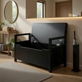 thumbnail image 6 of Demi Bonn 34" Storage Bench with Cushion, Lift-Top Toy Storage Organizer Trunk with 2 Safety Hinges, Wood Storage Box Chest for Bedroom, Entryway, Living Room, Black, 6 of 8