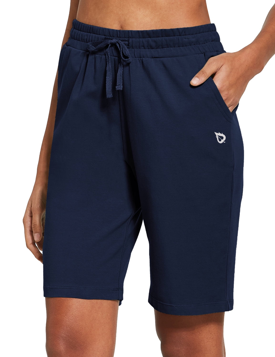 BALEAF Mens 12 Long Cotton Shorts with Pockets Yoga Workout Pajama Lounge Sweat Jersey Shorts 