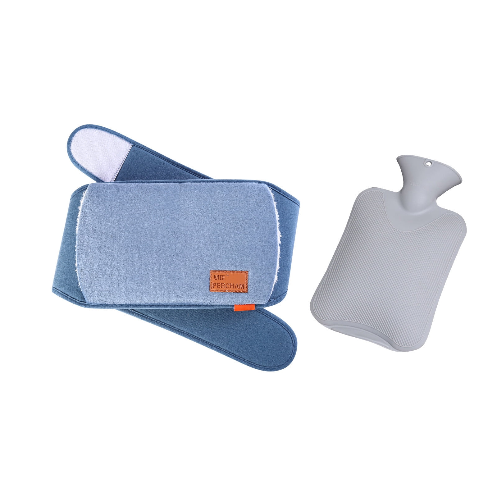 Wirdiell Belt Gray Hot Water Bottle Plush Belt Set Rubber Hot Water
