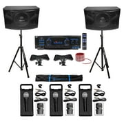 Rockville+Vocopro Karaoke Machine System w/ Pair 12" Speakers+Amplifier+(3) Mics