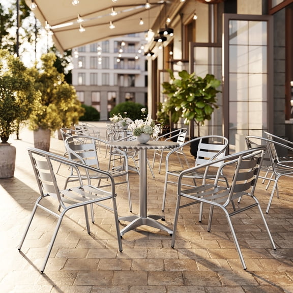 Flash Furniture Outdoor Patio Dining Set, Aluminum Table with 4 Chairs, Multiple Shapes and Sizes