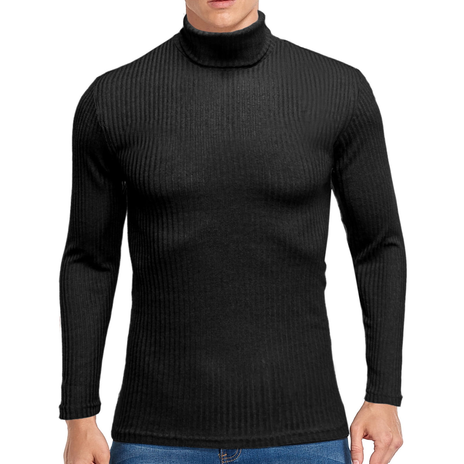 Fall Sweaters for Men Clearance, Men Solid Ribbed Slim Fit Knitted ...
