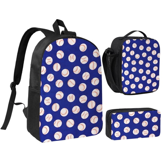 Baseball Backpack Set 3pc ，Backpack with Lunch Bag and Bag 17 Inch