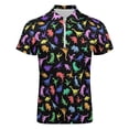 thumbnail image 4 of Fun Dinosaur Pattern Men Zipper T-shirt Summer Casual Short Sleeve T-shirt Top, 4 of 7