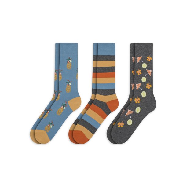 Men's 3 Pack Cotton Novelty Crew Socks