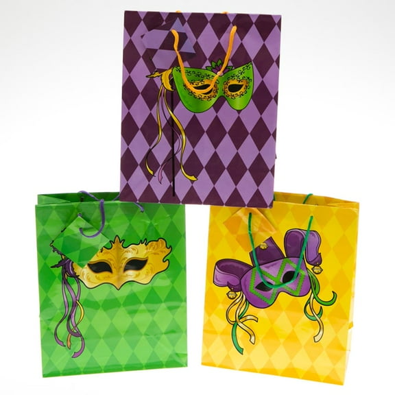 Fun Express Mardi Gras Masquerade Gift Bags (set of 12) Party Supplies