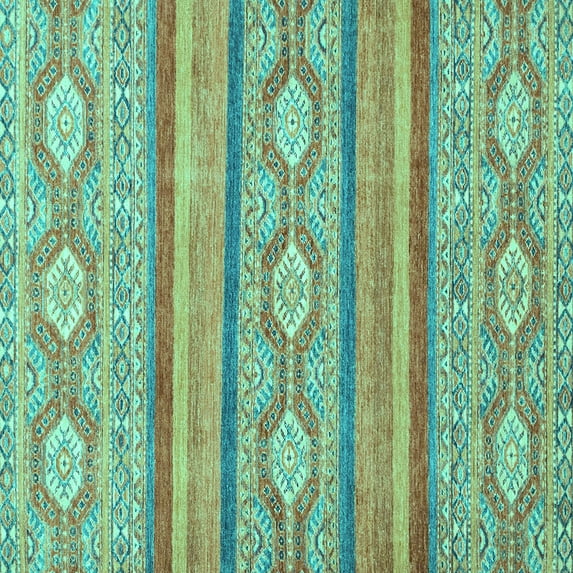 Ahgly Company Machine Washable Indoor Square Abstract Turquoise Blue Modern Area Rugs, 3' Square
