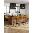 thumbnail image 3 of Bar Stools Set of 3, 30 Inches Counter Height Bar Stools with Back, Modern Faux Leather Barstools with Metal Legs and Footrest, Bar Chairs for Kitchens Island (Whiskey Brown), 3 of 9