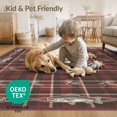 thumbnail image 4 of ODIKA 4'x6' Washable Area Rug Fishing Cabin Plaid Border Lake Tackle Motif Vintage Angler Fish Flowing Dynamic for Home Office, Under Desk, Non-Slip Chair-Friendly, Flatwoven, 4 of 7