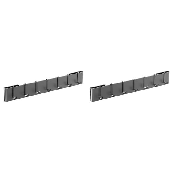 2PCS No Drill Wall Mount Utensil Holder - 7 Hook Hanging Rack for Kitchen, Bathroom & Pantry, Space Saving Adhesive Organizer for Tools, Towels & Cooking Utensils (15.75 Inch)