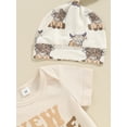 thumbnail image 6 of Suealasg Newborn Baby Boys Girls Western Clothes 3 6 12 18 Months Short Sleeve Crew Neck Romper Cow Print Pants Hat 3Pcs Infant Summer Country Outfit 0-18M, 6 of 9