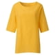 thumbnail image 5 of MELDVDIB - Camisas de lino y algodón para mujer, blusa informal de verano con mangas 3/4, cuello redondo, holgada, talla grande, abertura lateral, color liso, en liquidación, 5 of 5