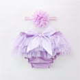 thumbnail image 2 of Tao Tao Infant Baby Girl's Bowknot Ruffle Bloomer Diaper Covers + Headband Set Newborn Photo Prop Outfits Purple 0 Years, 2 of 4