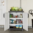 thumbnail image 5 of Costway Storage Cabinet, Freestanding Buffet Cabinet Sideboard with 2 Doors and Shelves Gray and White, 5 of 10