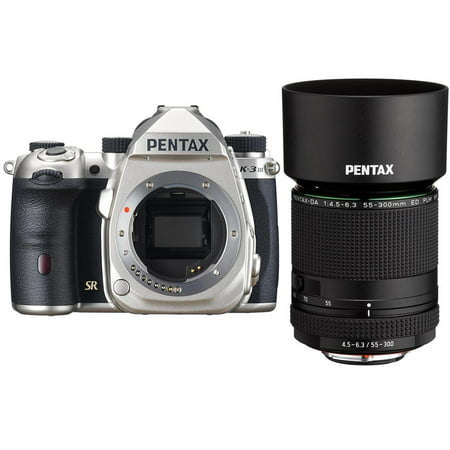 Pentax K-3 Mark III APS-C-Format DSLR Camera Body, Silver - with Pentax HD DA 55-300mm f/4.5-6.3 ED PLM WR RE Telephoto Zoom Lens
