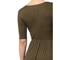 thumbnail image 6 of J. METHOD Women's Half Sleeve Scoop Neck Plain Modest Maxi Long Dress NEWDR44 Olive S, 6 of 6