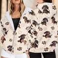 thumbnail image 2 of XIAOCHA Womens Dachshund Print Zip Up Hoodie Drawstring Pocket Outdoor Walking Oversized Hooded Coat, 2 of 5