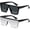 (2pack) Matte Black + Silver, variant on Square Oversized Sunglasses for Women Men Big Flat Top Fashion Shield Large UV Protection Rimless Shades