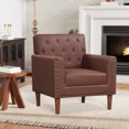 thumbnail image 2 of Gymax 2PCS Mid Century Modern Accent Chair w/Button Tufted Decoration Rivets Home Brown, 2 of 10