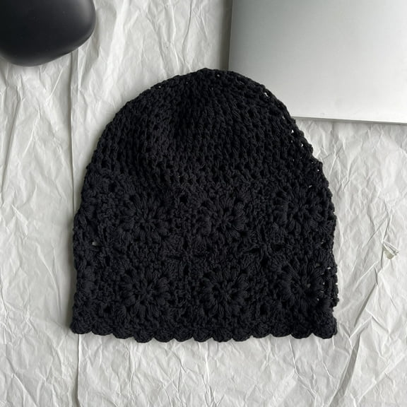 SikaFu New Spring And Summer Thin Hollow Handmade Hook Flowers Knitted Hat Summer Lady Fashionable Thin Babe Head Hat